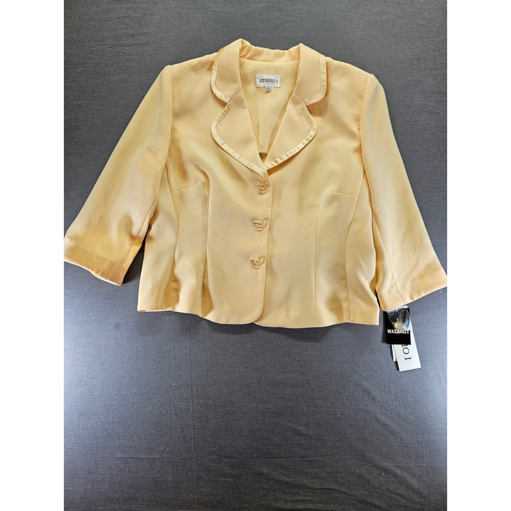 Studio I Yellow Short Sleeve Blazer Button Front Jacket NWT Size 16
